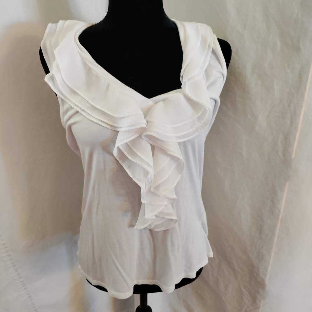 Elegant White Ruffled Women's Top
